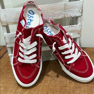 Obtaom Red Canvas Sneakers